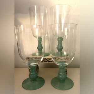 COPY - 4 Villeroy and Boch Romania Isabelle Green Jade Claret Wine Glasses
